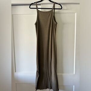 Sleeveless Ribbed Maxi Dress in Brown